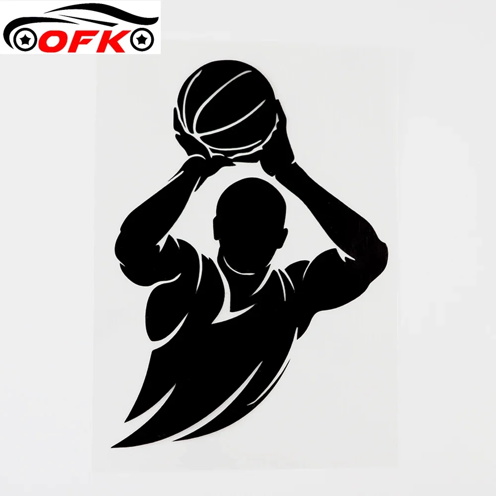 OFK  Cartoon Basketball  Shoot A Basket Decal Vinyl Car Sticker Black/Silver 15.2CM*10.7CM