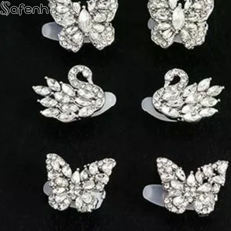 1Pair Butterfly Headphone Rhinestone Buckle DIY Zircon Headphone Decoration Clip Removeable Easy To Install Earbud Accessories
