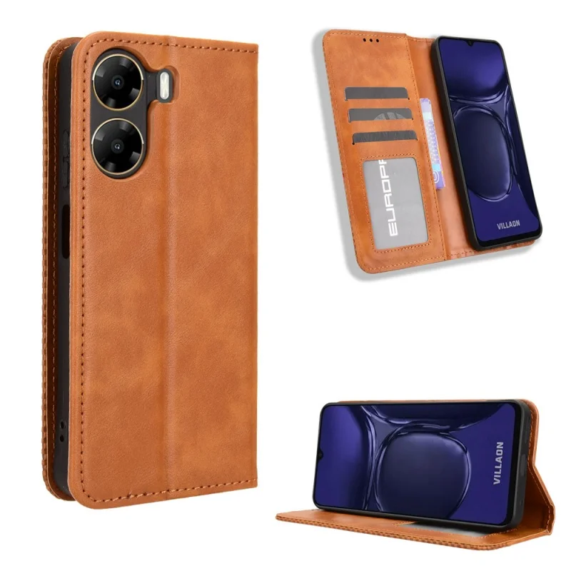 Funda de piel sintética de lujo con tapa abatible para Villaon V50s V654L, funda Vintage con adsorción magnética para teléfono Philips Essence 12 S6210T