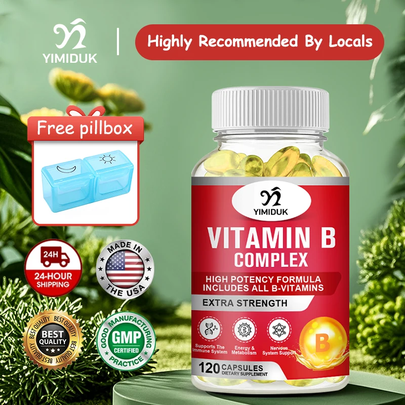 

Yimiduk Best Vitamin B Complex Capsules, With Biotin, Support Energy Production, Reduces Fatigue & Improves Mood, Women & Men