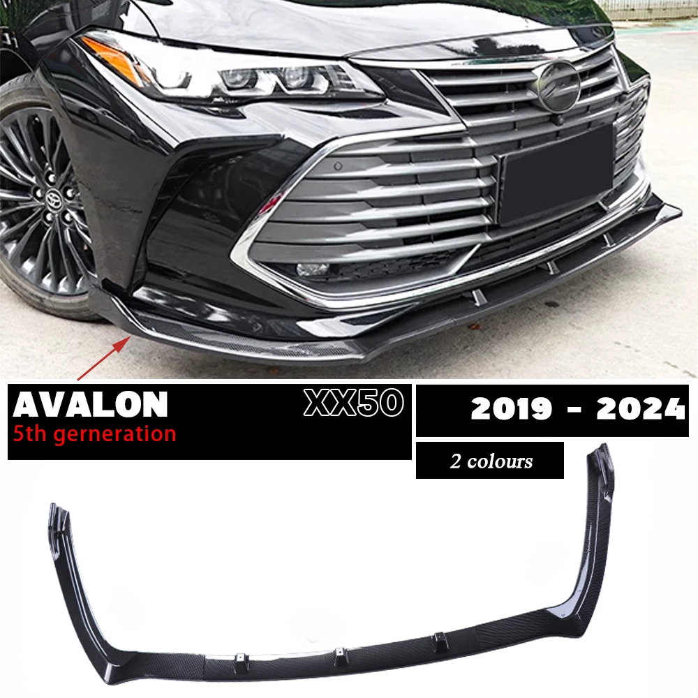

Передний бампер с принтом из углеродного волокна, блеск для губ, черный спойлер на подбородке для Toyota Avalon MK5 5-го поколения XX50 2018-2024