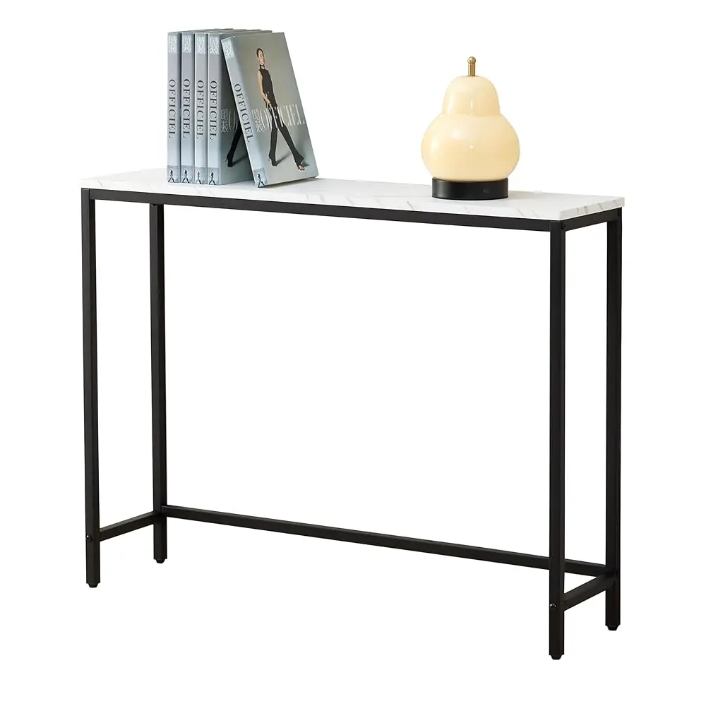 

Console Table For Entryway, Faux Marble Mdf Sofa Table With Golden Frame (Single Layer, Bla Frame)