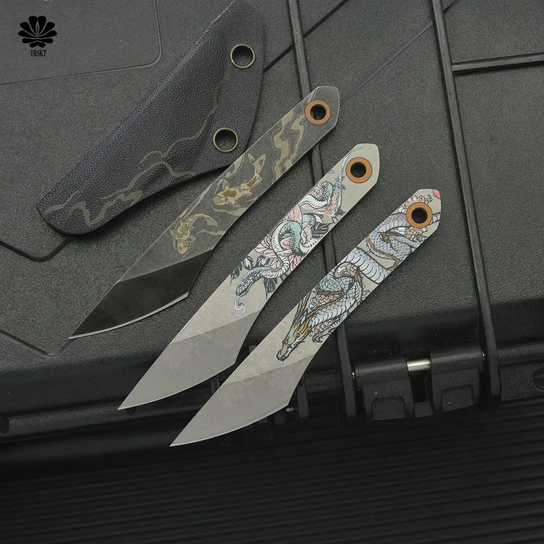 Coltello tattico Trskt 440C NC, coltello da campeggio al collo, coltelli Pokcet di sopravvivenza di salvataggio all'aperto Strumento EDC con fodero Kydex, Dropshipping