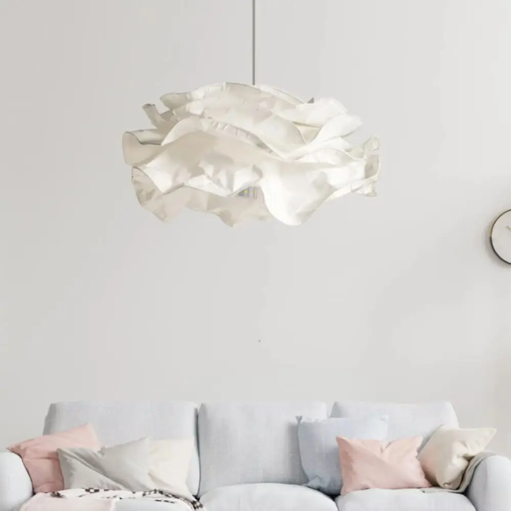 White Paper Lamp Shade Art DIY Flower Shape Pendant Light Cover Modern Design Handcrafted Style Chandelier Decor Living Room