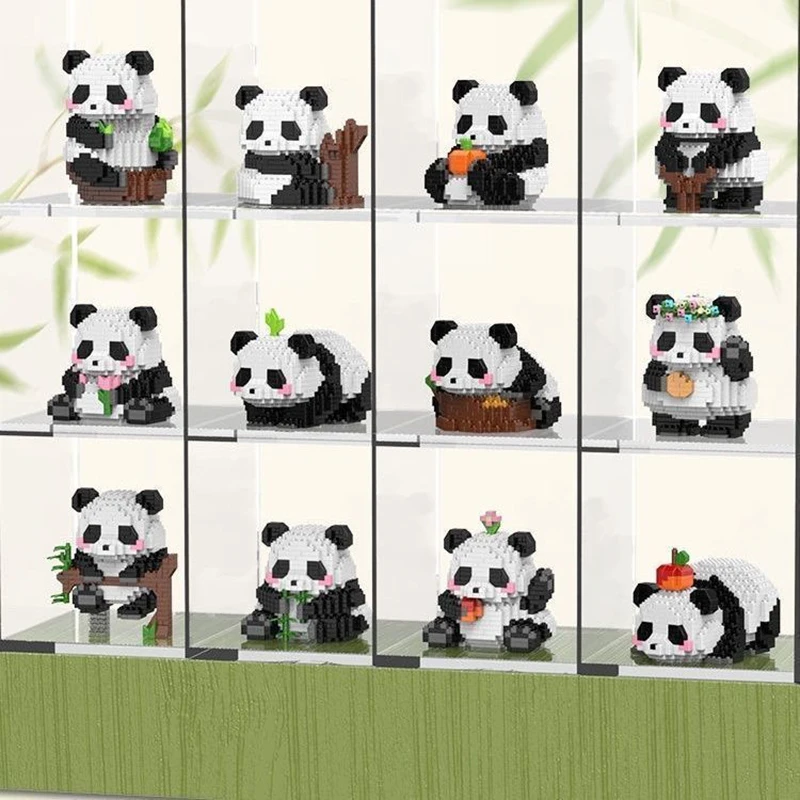 Cute Chinese Style Animal Panda Building Blocks Model Desktop Decoration Diy Assemble Educational Mini Bricks Toys for Kid Gift