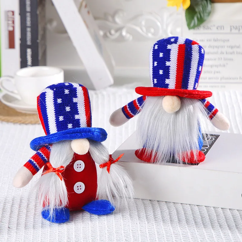 2pcs Creative Home Living Room Knitted Hat Doll Decoration Ornament Cute Dwarf Faceless Elderly Doll Decoration Birthday Gift