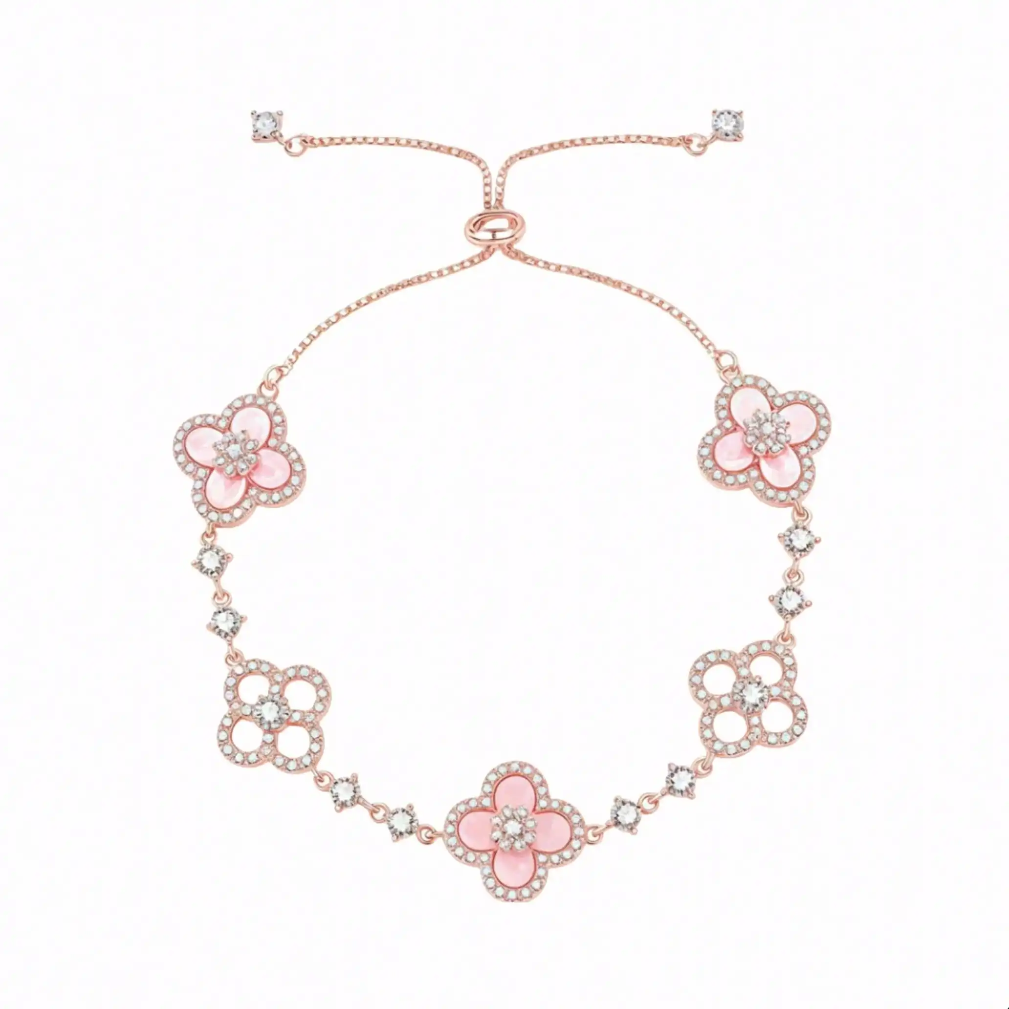 GLOSSMOON Sakura Cleef Bracelet Fashionable and Elegant Cherry Blossom Bracelet Does Not Change Color and Is Not Allergic The Sakura Clover Bracelet showcases a multitude of brilliant diamonds, formi