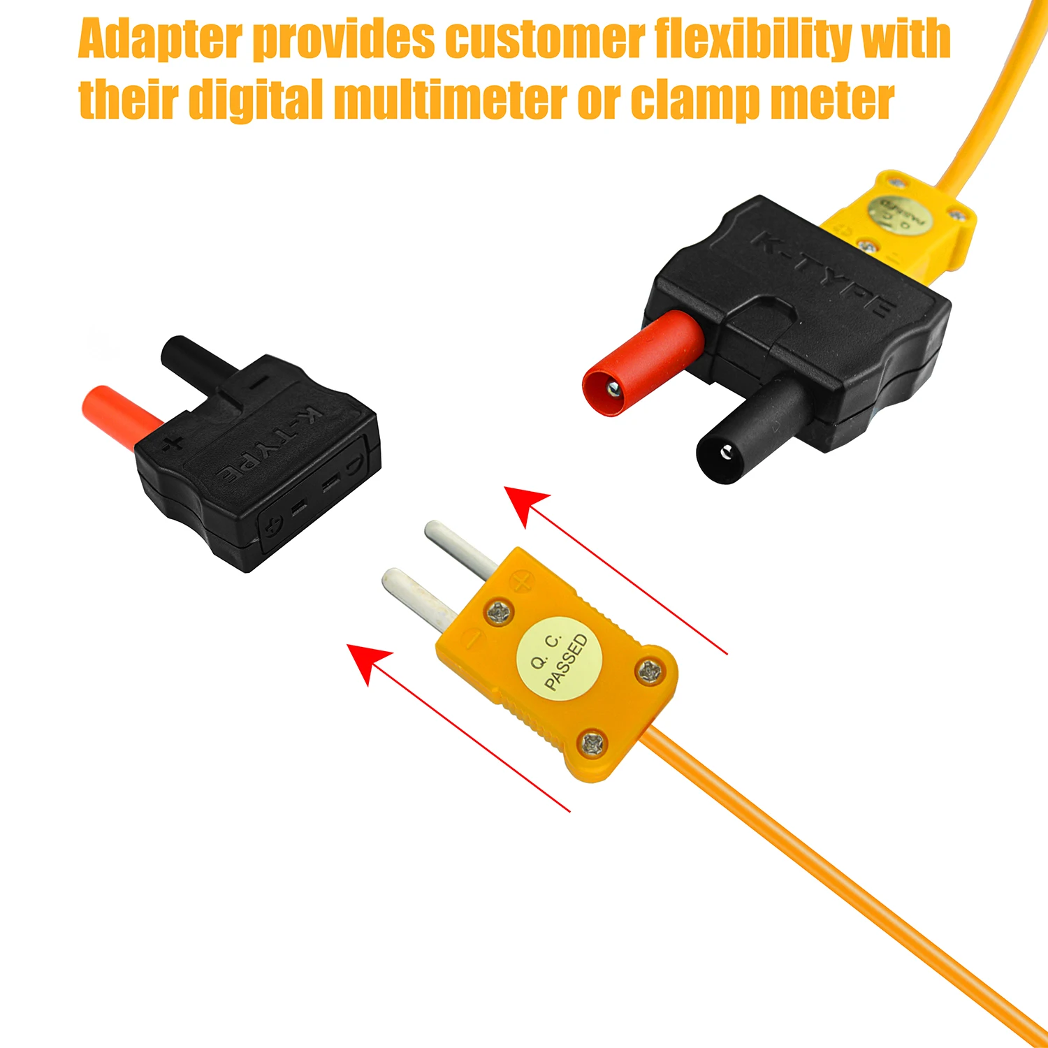 ZIBOO 69146 Bananenstecker-Adapter auf Thermoelement vom Typ K, funktioniert mit digitaler Klemme und Multimeter – Detail 2