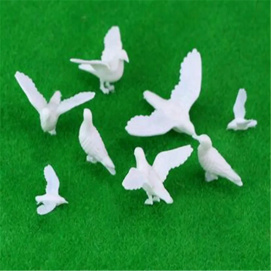 Modèle de pigeons blancs miniatures, 2-5cm, 5 pièces, kits de disposition des espèces d'oiseaux pour architecture de diorme, scène de zoo, matériel exécutif