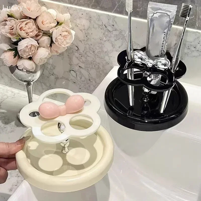 

1pc Flower Shape Acrylic Electric Toothbrush Holder Toothpaste Rack Makeup Brush Rack Bathroom Desktop Organizer Banheiro