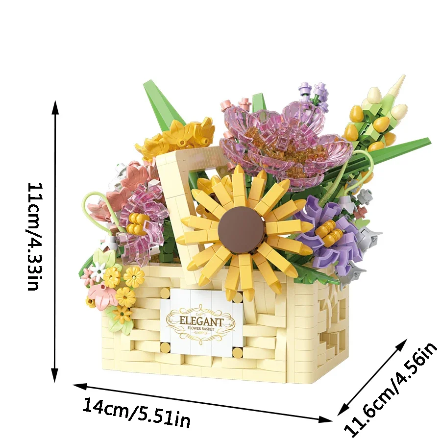 1263pcs building blocks DIY plant bonsai, creative flower basket model set for adult and children\'s  ideal holiday gifts