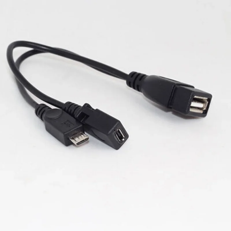 2 في 1 OTG مايكرو USB المضيف الطاقة Y الفاصل USB محول إلى مايكرو 5 دبوس ذكر أنثى كابل 20 سنتيمتر