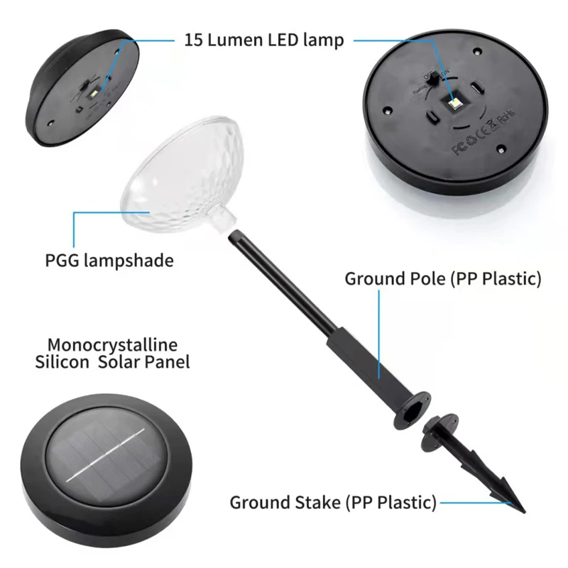 Luci solari per esterni nuove lampade da giardino alimentate percorso paesaggistico impermeabile per l'illuminazione decorativa a LED del Patio del prato del cortile del cortile