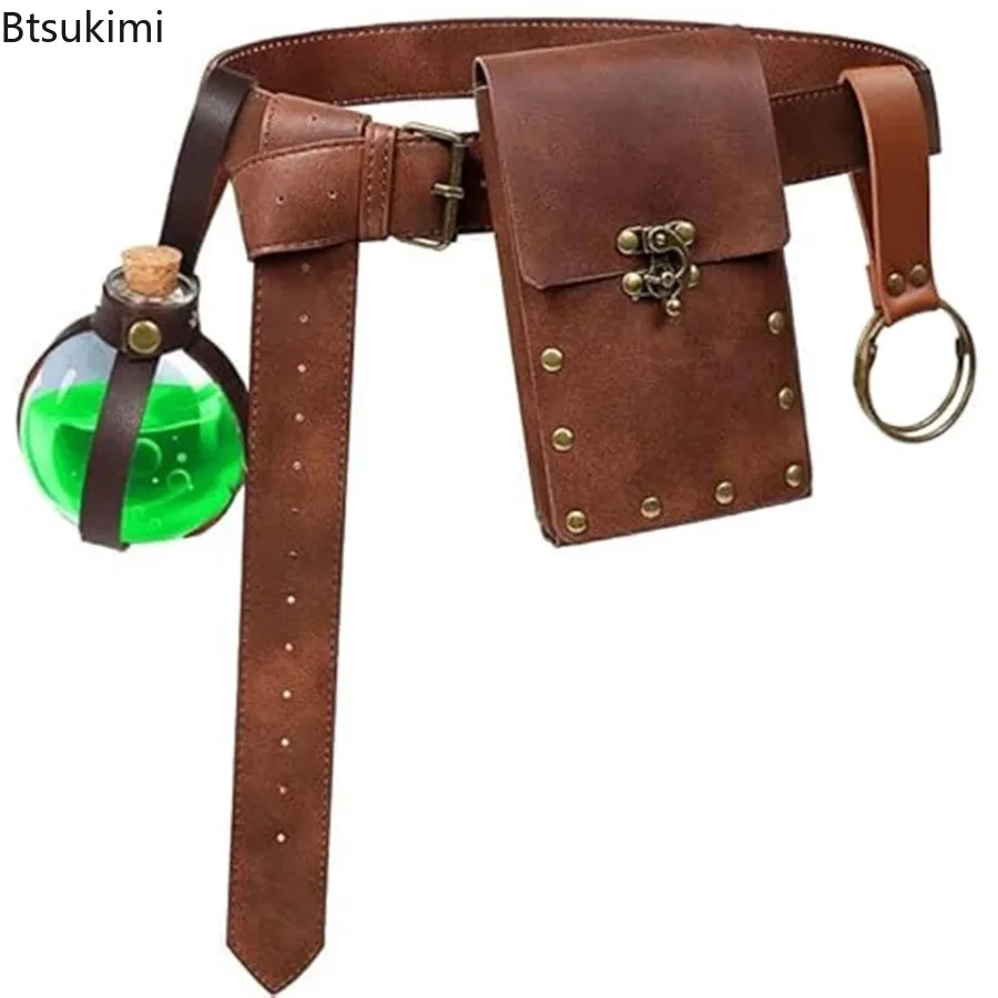 

Medieval Retro Belts Viking Knights Skirt Clip Keychain Renaissance Copper Coin Waist Bags Adult Halloween Cosplay Costume Props