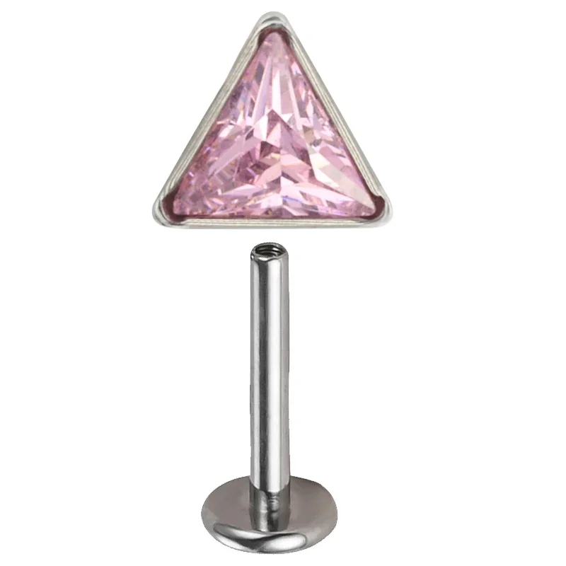 ASTM F136 Titanium Triangle Zirconia Labret Studs Earrings