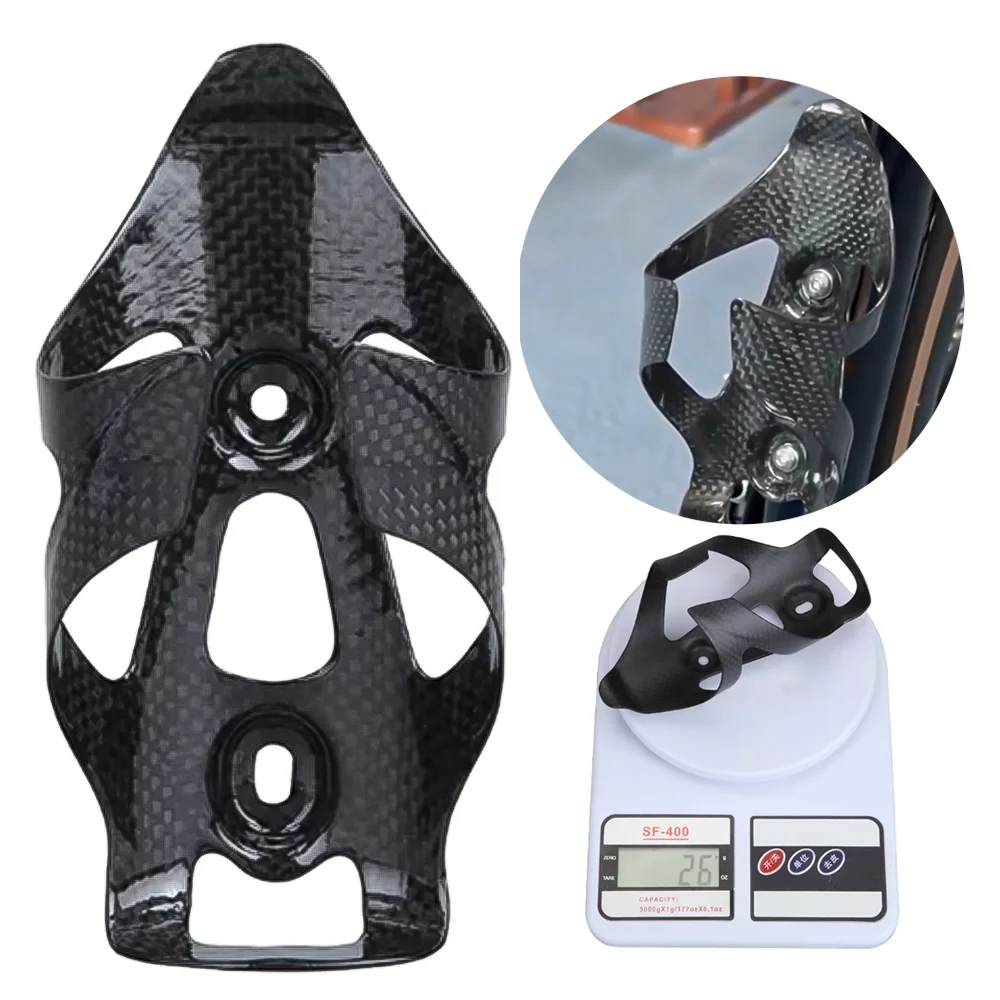 Unmarked Matte Bright 3k Texture carbon fiber Competition Water Bottle Cage Road Folding  Bicycle Cup Holder With Screw Wrench