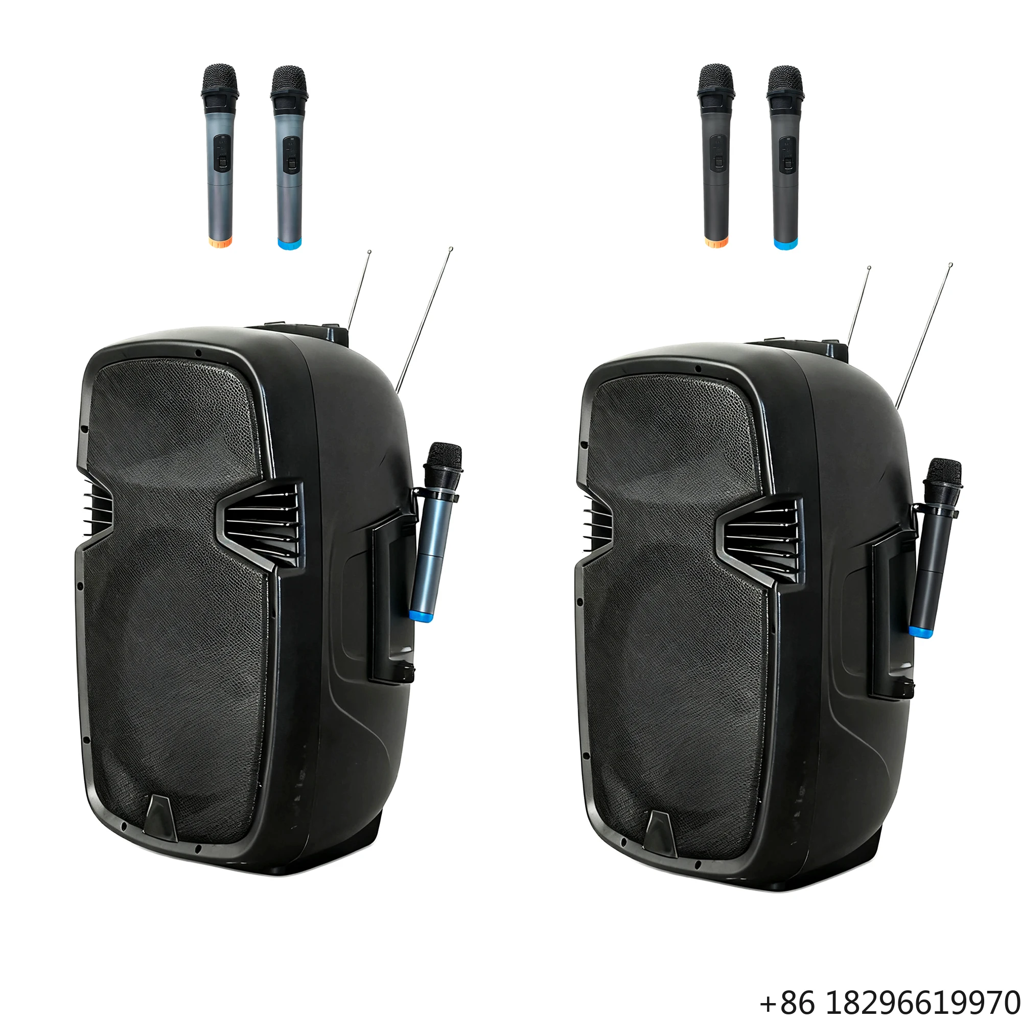 

15 inch professional rechargeable plastic speaker, built-in amplifier wireless mic, outdoor stage performance audio system
