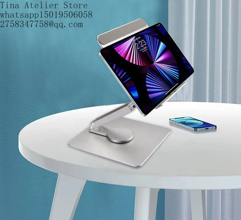 Adjustable Foldable Eye-Level Aluminum Solid up to 7-13.5 Inch Tablet Pc Stands Holder for iPad Sams=ung Galaxy Tab E