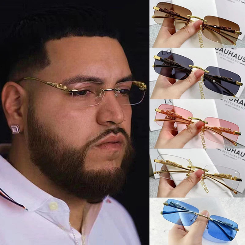 Rimless Metal Square Sun Glasses Women Men High Quality Trend Luxury Sunglasses Go Out Shopping Female Male Eyeglasses