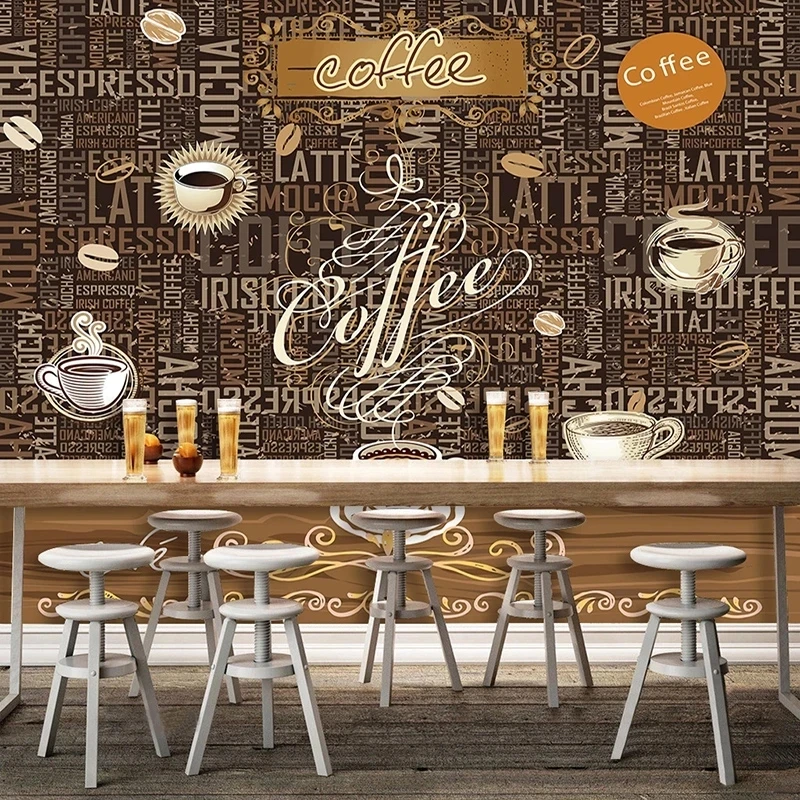 Custom Mural Wallpaper 3D Retro Personality Coffee Shop Restaurant English Letter Living room sofa TV background wall bedroom 8d