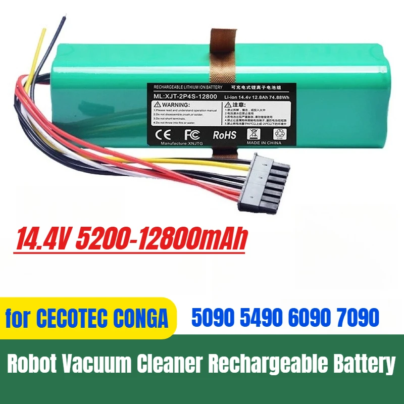 

14.4V 12800mAh for CECOTEC CONGA 5090 5490 6090 7090 Robot Vacuum Cleaner Rechargeable Battery