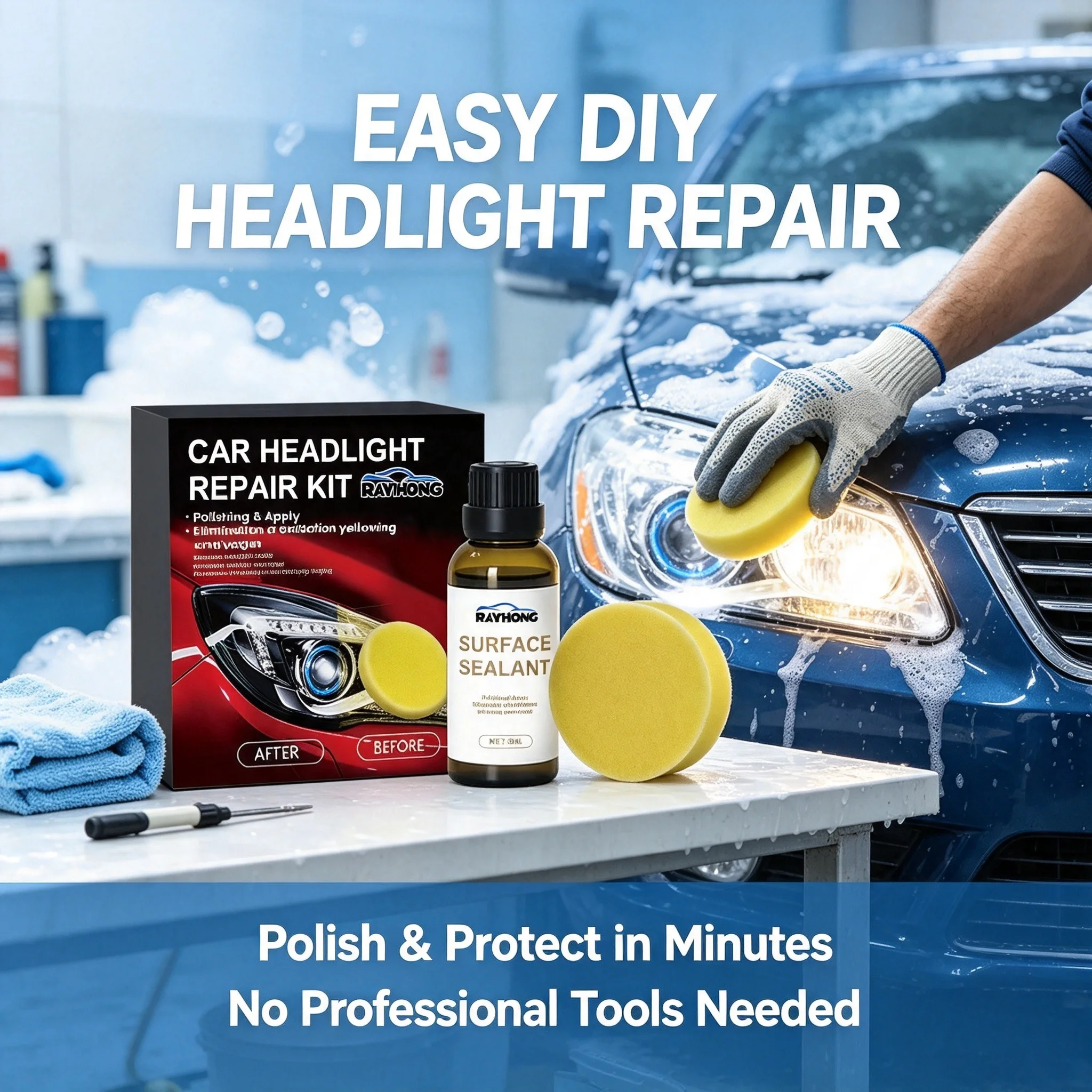Car Headlight Restoration Liquid Remove Oxidation Restore Lights Transparency Brightness Enhance Visibility Improve Blurred View