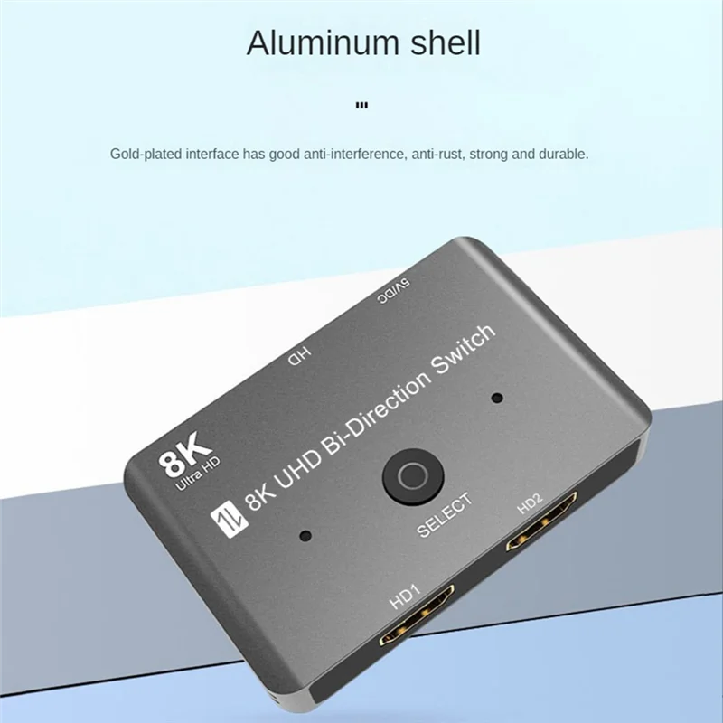 8K UHD HDMI-Compatible Switch 2 in 1 Out/1 in 2 Out Bi-Directional High Speed 48Gbps Switcher Support 8K@60Hz 4K@120Hz