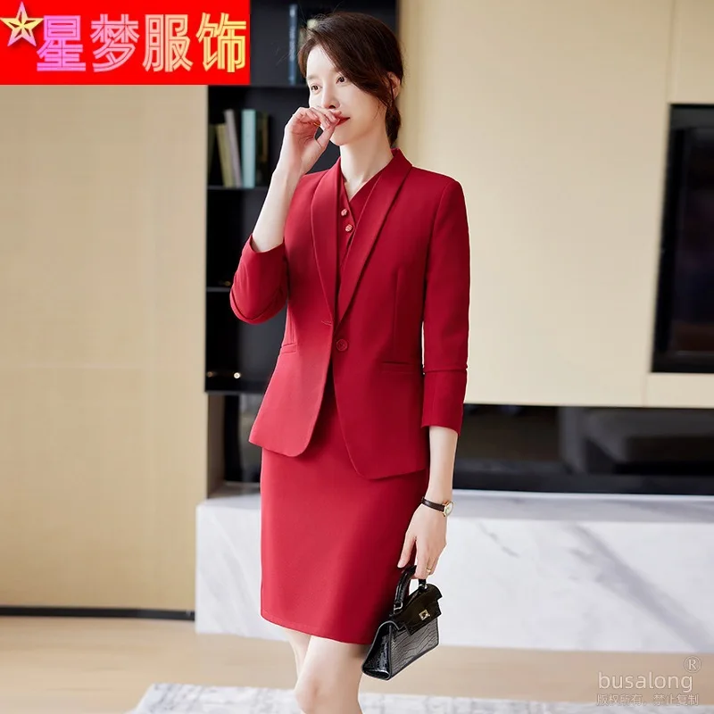 

Business Wear Temperament Goddess Style Dress Suit Beautician Work Clothes Stewardess Interview Catering Department Front Desk F