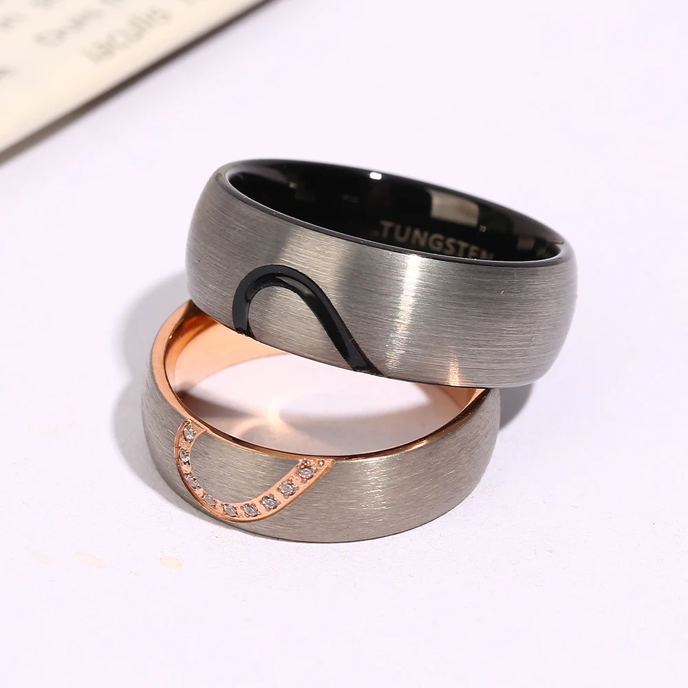 His & Hers Real Love Heart Promise Tungsten Carbide For Men Pure Titanium Ring For Women Couples Wedding Engagement Bands