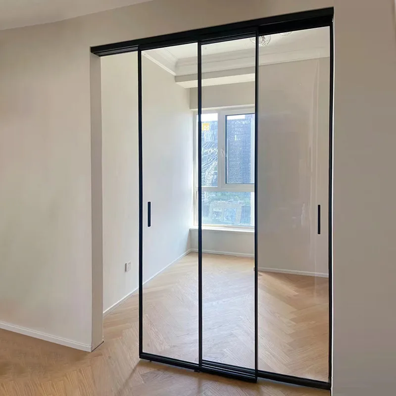 Extremely narrow three-linkage sliding door, all-aluminum furniture whole house custom factory straight hair sound insulation