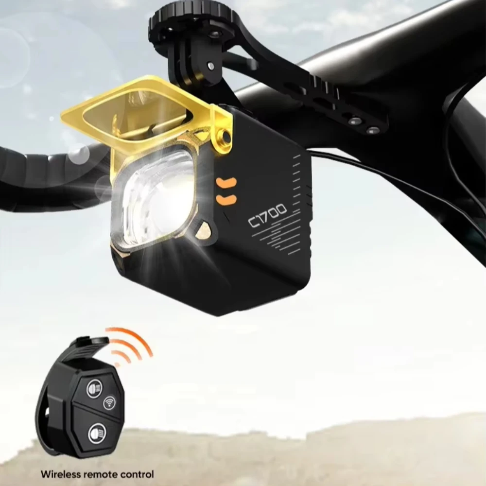 C1700 1700 Lumens Bicycle Light - W/Wireless Remote Control, 4000mAh PX6& Rechargeable Power Bank for Road/MTB