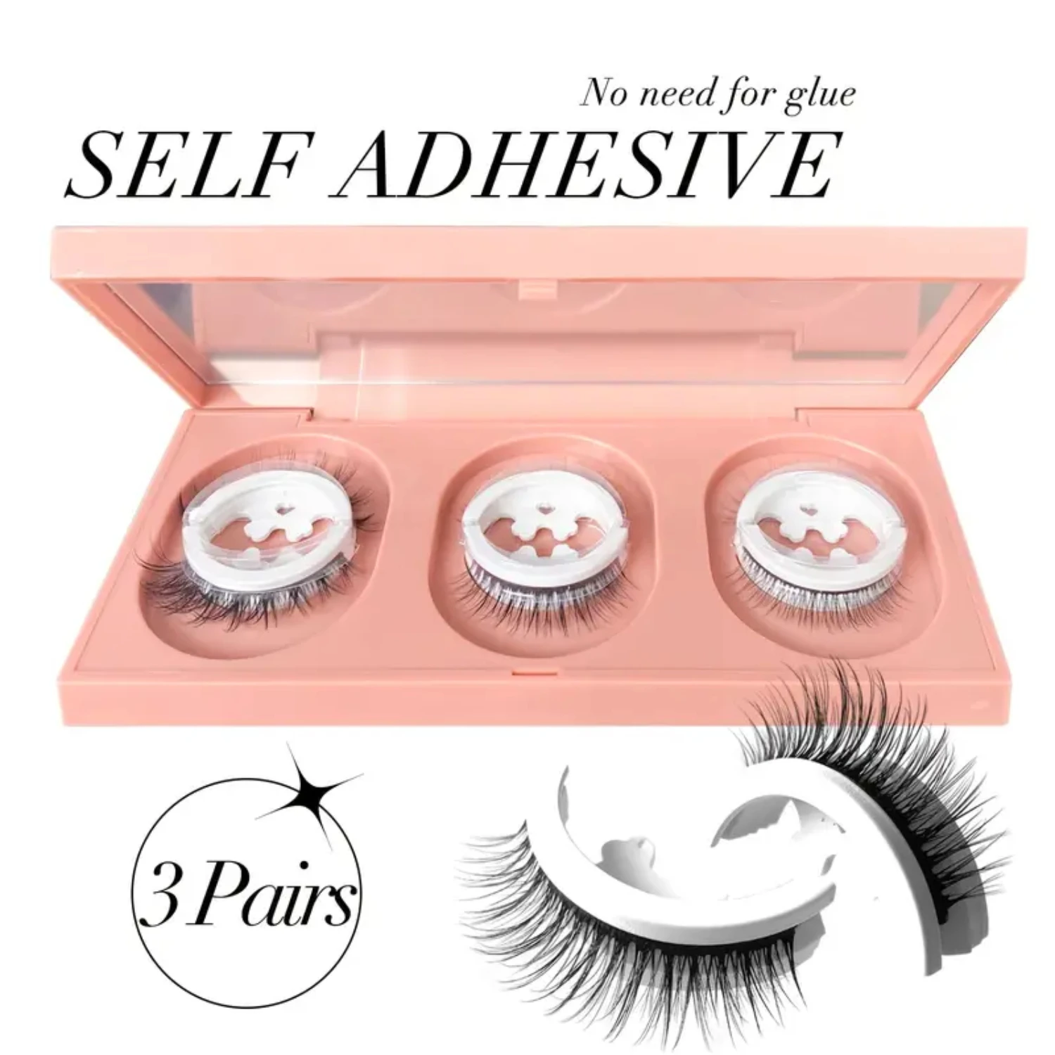 

3 Pairs Natural Self Adhesive False Eyelashes - Makeup Tool