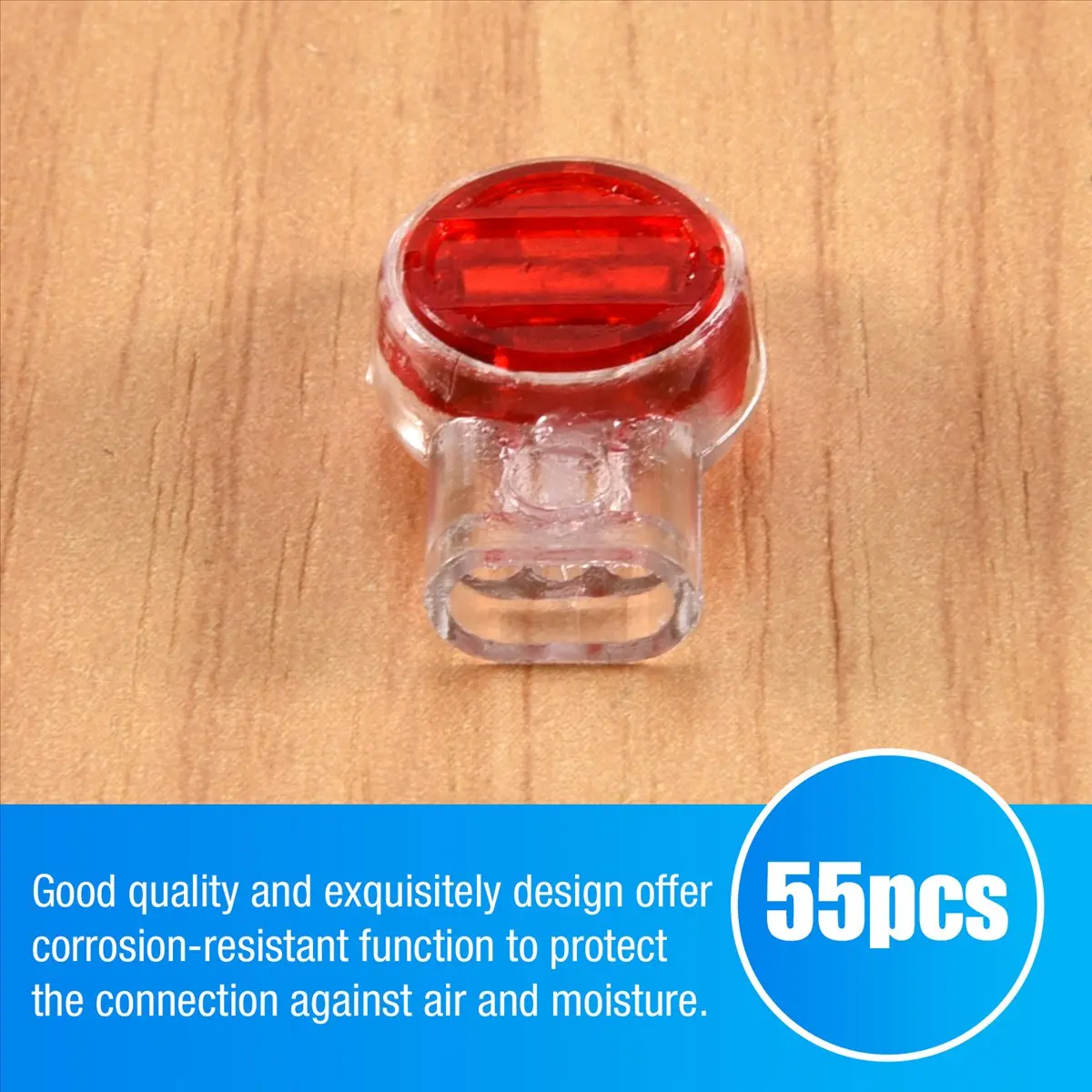 A50U 55 Pieces Gel Splice UR Connector 3 Port Wire Connectors Red+Clear