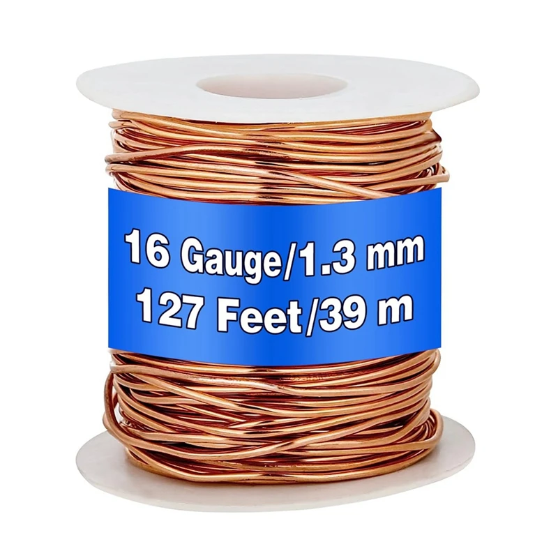 

99.9% Dead Soft Copper Wire, 16 Gauge/ 1.3Mm Diameter, 127 Feet/ 39 M, 1 Pound Spool Durable Easy Install Easy To Use