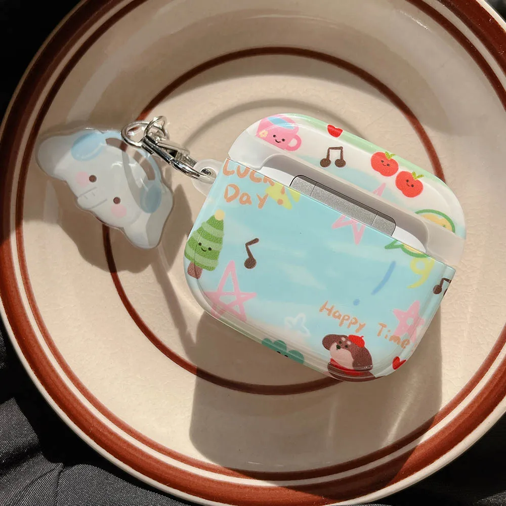 Simpatico elefante musica pendente rimbalzo magnetico interruttore aperto custodia per auricolari per Apple AirPods 1 2 3 Pro Air Pods Pro 2nd Luck Cover
