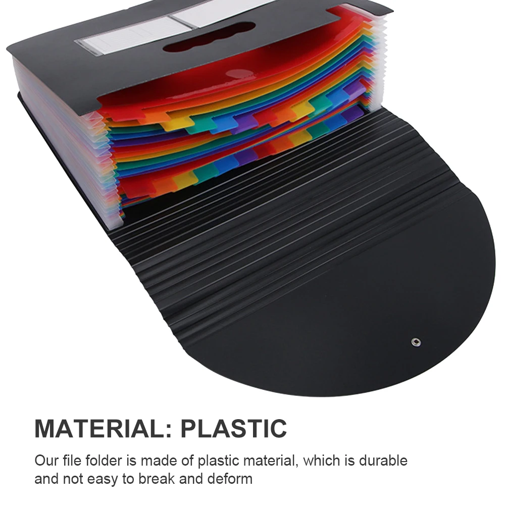 

Rainbow Organ Storage Bag Plastic File Folder Office Accordion Document Holder Pouch Portable
