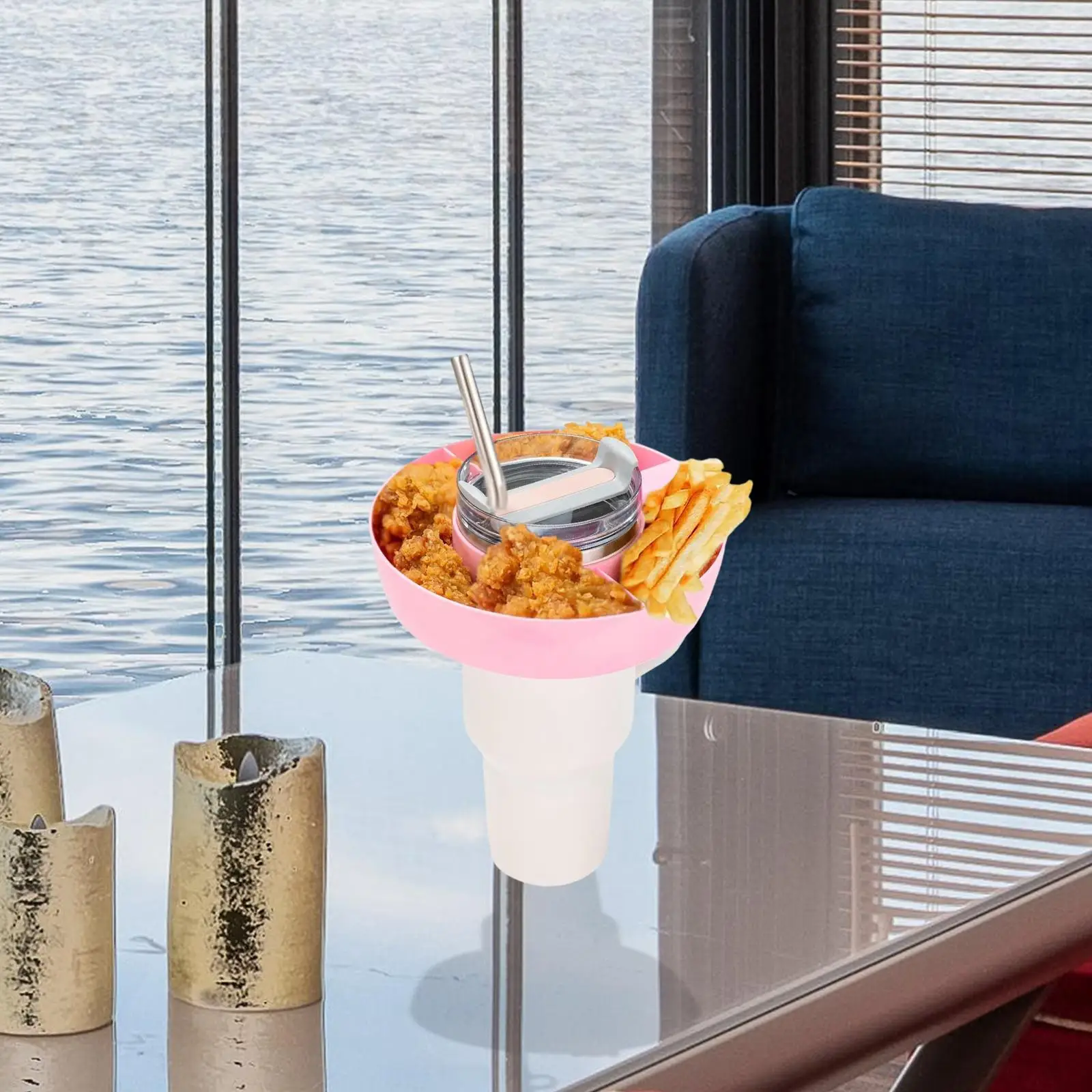 Snack Bowl for 40oz Tumbler Easy Clean Durable Resuable Snack Tray Snack Rings for Traveling Camping Home Office Theater