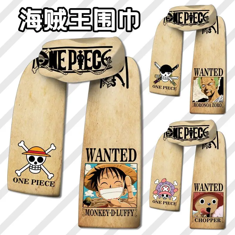 One Piece game anime peripheral two-dimensional scarf to keep warm in winter Luffy Chopper Zoro double-sided plush scarf gift