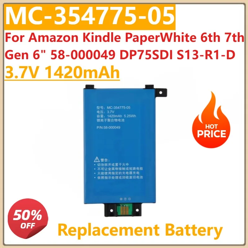 

New MC-354775-05 Battery 3.7V 1420mAh For Amazon Kindle PaperWhite 6th 7th Gen 6" 58-000049 DP75SDI S13-R1-D