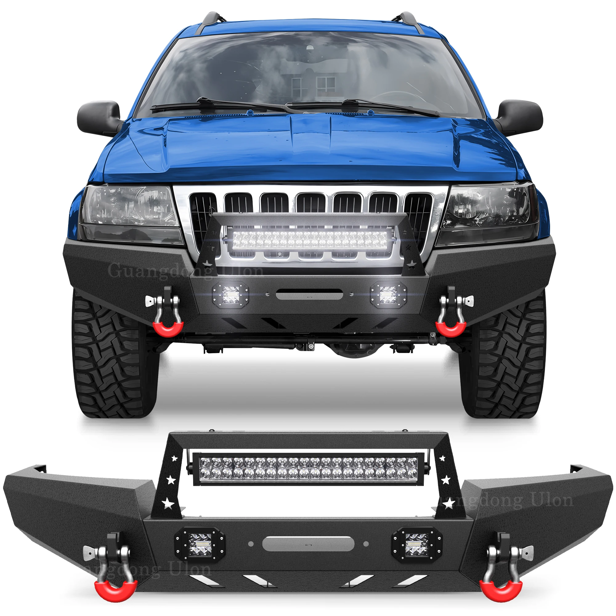 Factory Price OEM Front Bumper Fit 1999-2004 Jeep 2nd Gen Grand Cherokee WJ Off-road Bumper Equipped with Winch Plate