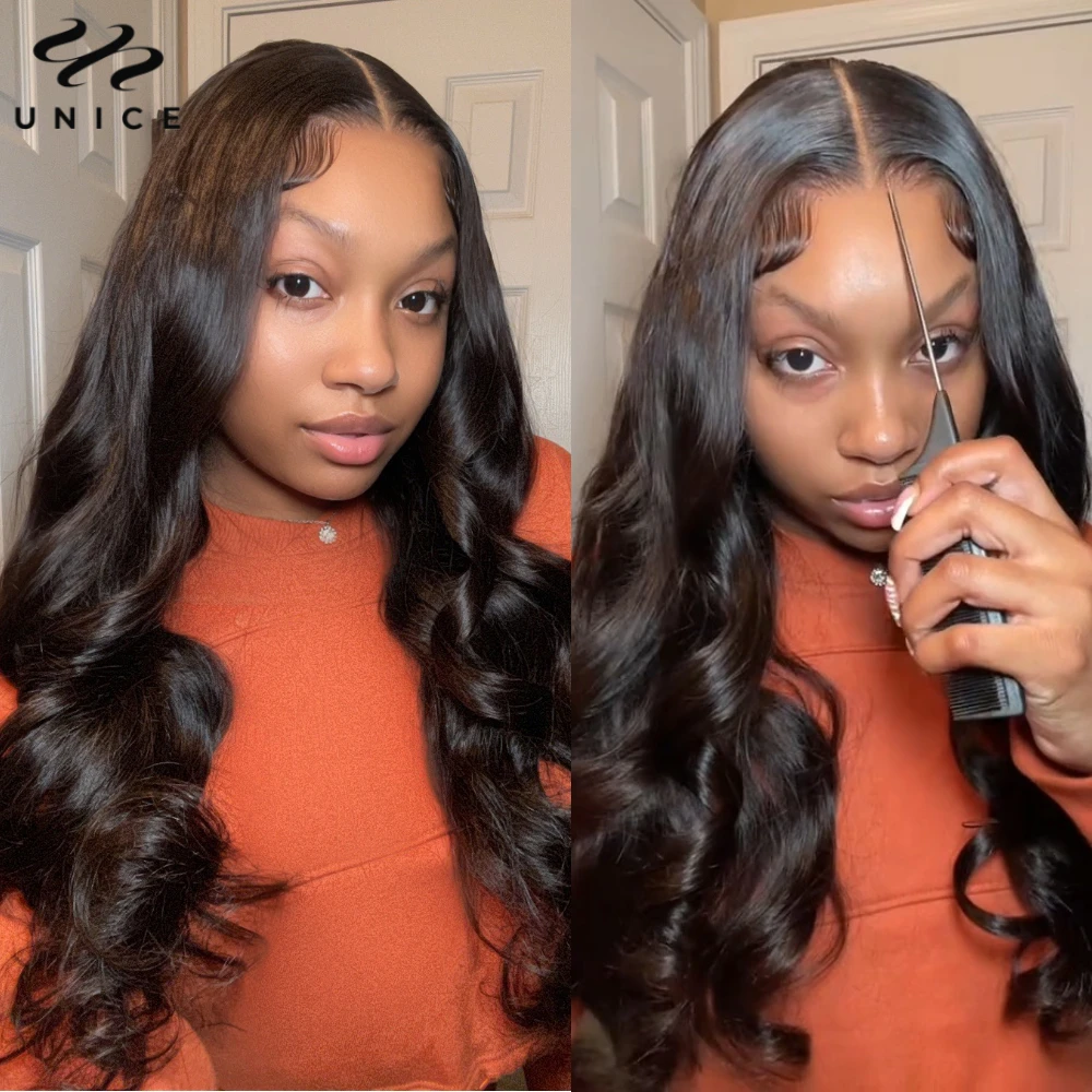 

Парик UNice 7x5 Bye Bye Slip Body Wave, натуральный черный, 100% человеческие волосы, без клея