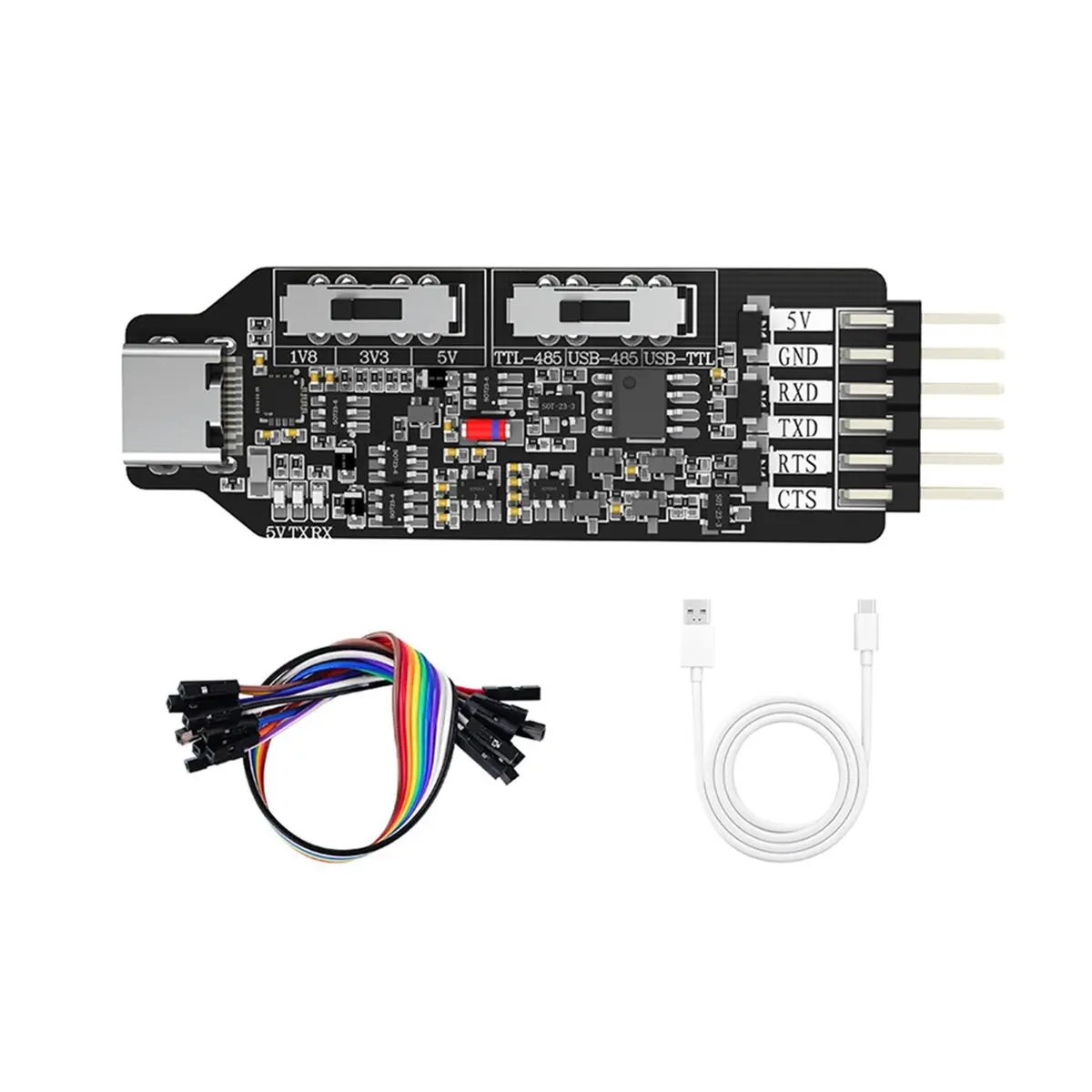 AA80 USB to Serial Port Module 3in1 USB-TTL USB-RS485 TTL-RS485 Converter CH340 Communication Download with Type-C Cable