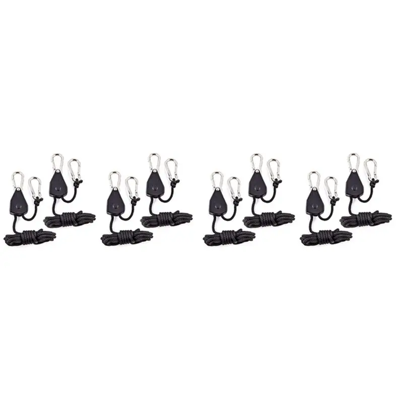 AT63-8Pcs Heavy Duty Adjustable Grow Light Ratchet Rope Hanger Yoyo For Grow Light Fixtures Gardening