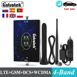 Lintratek Car Use 4 Band Cellular Amplifier B20 800 GSM 900 1800 2100 2600MHz Signal Booster 2G 3G 4G 700 B28 Cellphone Repeater