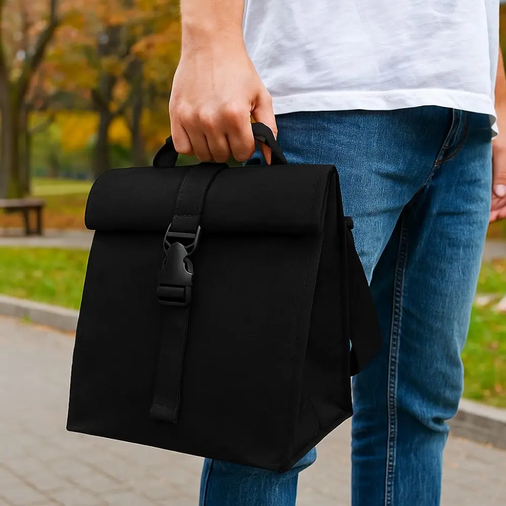 

Adjustable Shoulder Strap Insulated Lunch Bag Portable Lightweight Insulated Meal Container Shock-resistant Roll Top Picnic Bag