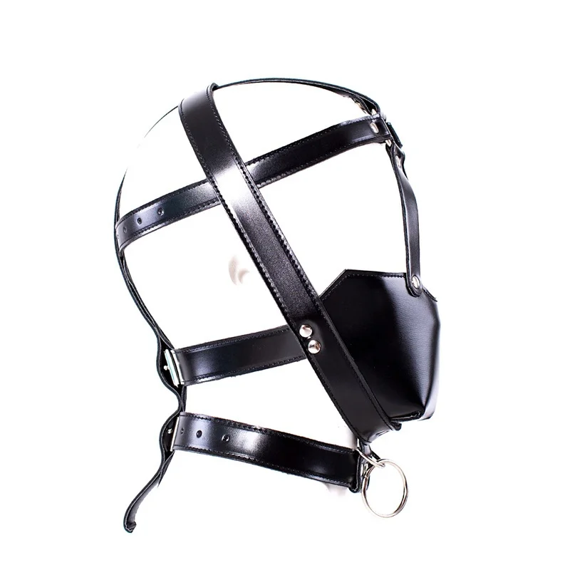 Erwachsene Halloween Party Cosplay Spiele Aushöhlen Kapuze von Sexy Leder Harness Maske Fetisch Verband Kopf Maske Kapuze für Männer Gesichtsmaske