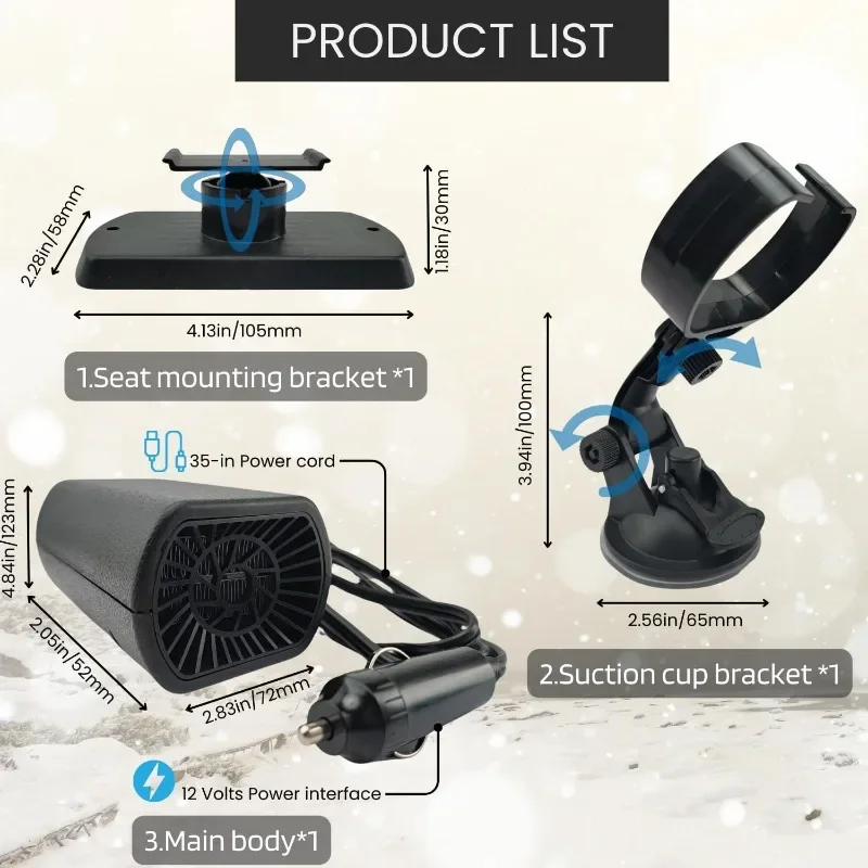 12 فولت سخان سيارة تذويب جهاز إزالة الضباب المحمولة الزجاج الأمامي دفئا مروحة مزدوجة للمركبة الاتحاد الأوروبي التوصيل الشتاء القيادة الملحقات #5