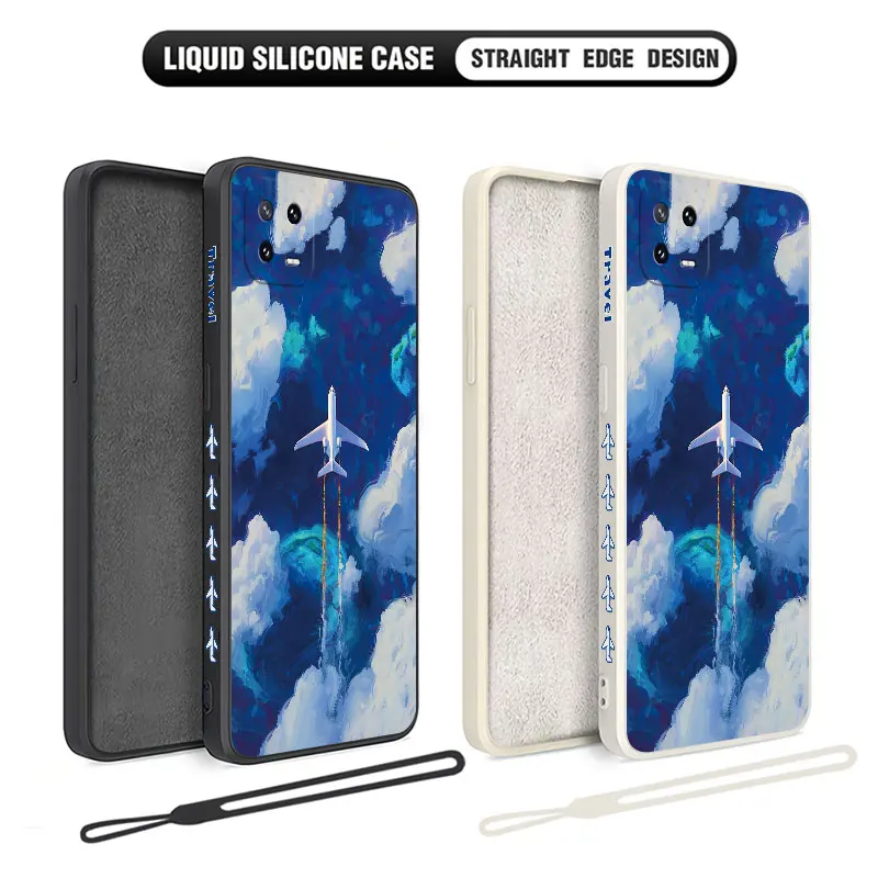 Airplane On A Journey Phone Case For Xiaomi Mi 13 12 12T 12S 11 11T Ultra 10 10T 9 9T 9SE 8 Pro Lite 5G Liquid Silicone Cover