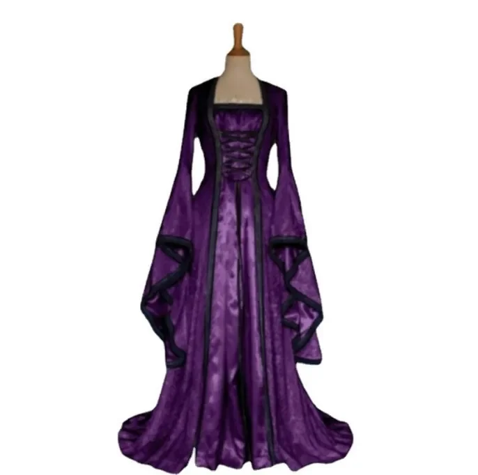 Vestido medieval de Dia das Bruxas para mulheres, vestido de festa renascentista, vestido extravagante, traje cosplay, vestido vintage do palácio