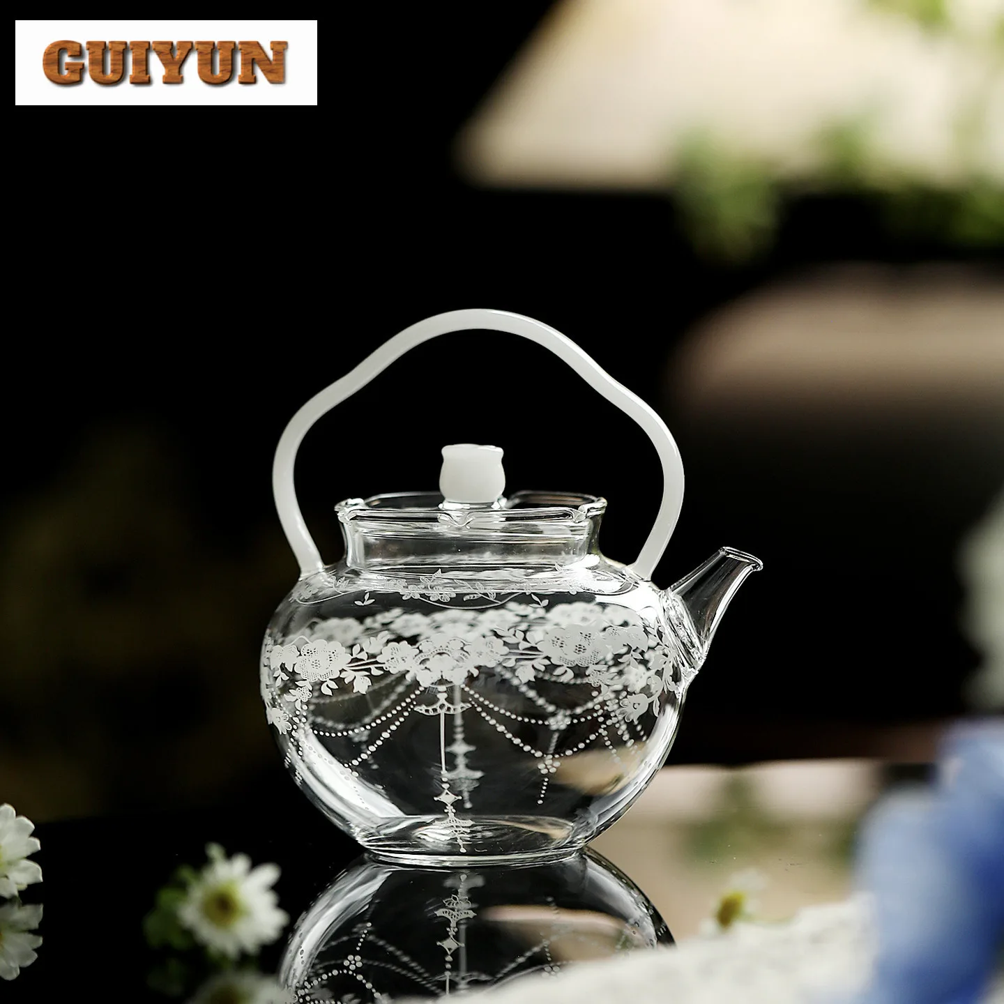 

260 мл подъемная ручка из боросиликатного стекла, креативный чайник для заварки чая, чайник с ситечком, украшение для чайных предметов